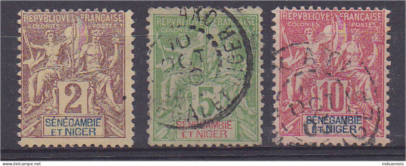 Sénégambie Et Niger Lot De 3 Timbres N°2 (neuf Sans Gomme), 4 Et 5 (oblitérés) Scan Recto / Verso - Usados