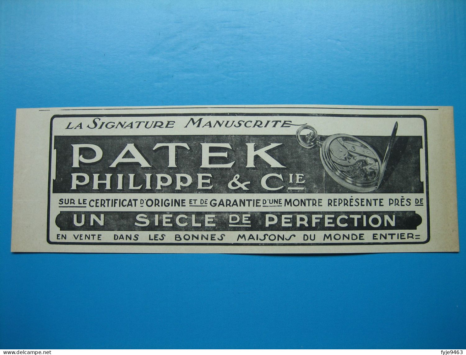 (1910) Publicité  PATEK  PHILIPPE & Cie  -  Un Siècle De Perfection - Publicités