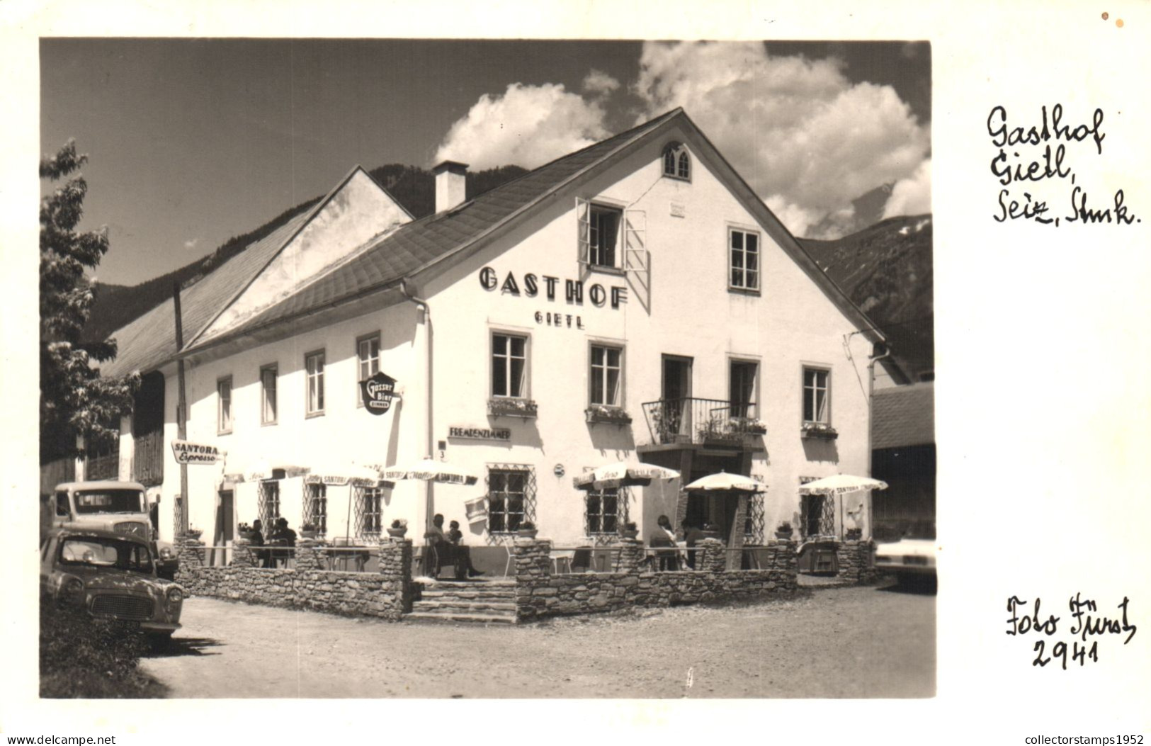 SEIZ, LEOBEN, ARCHITECTURE, INN, ARCHITECTURE, TERRACE, CAR, AUSTRIA, POSTCARD - Leoben