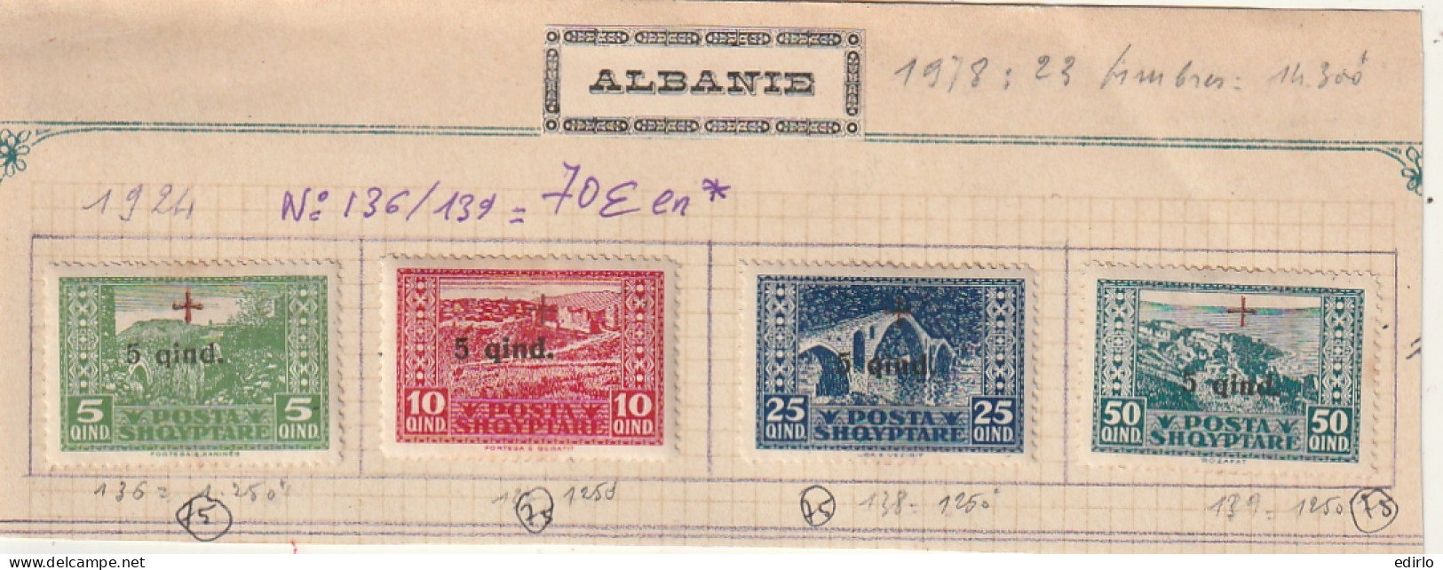 ///   ALBANIE ///  N° 136 / 139 ---  Côte* 70€ - Albania