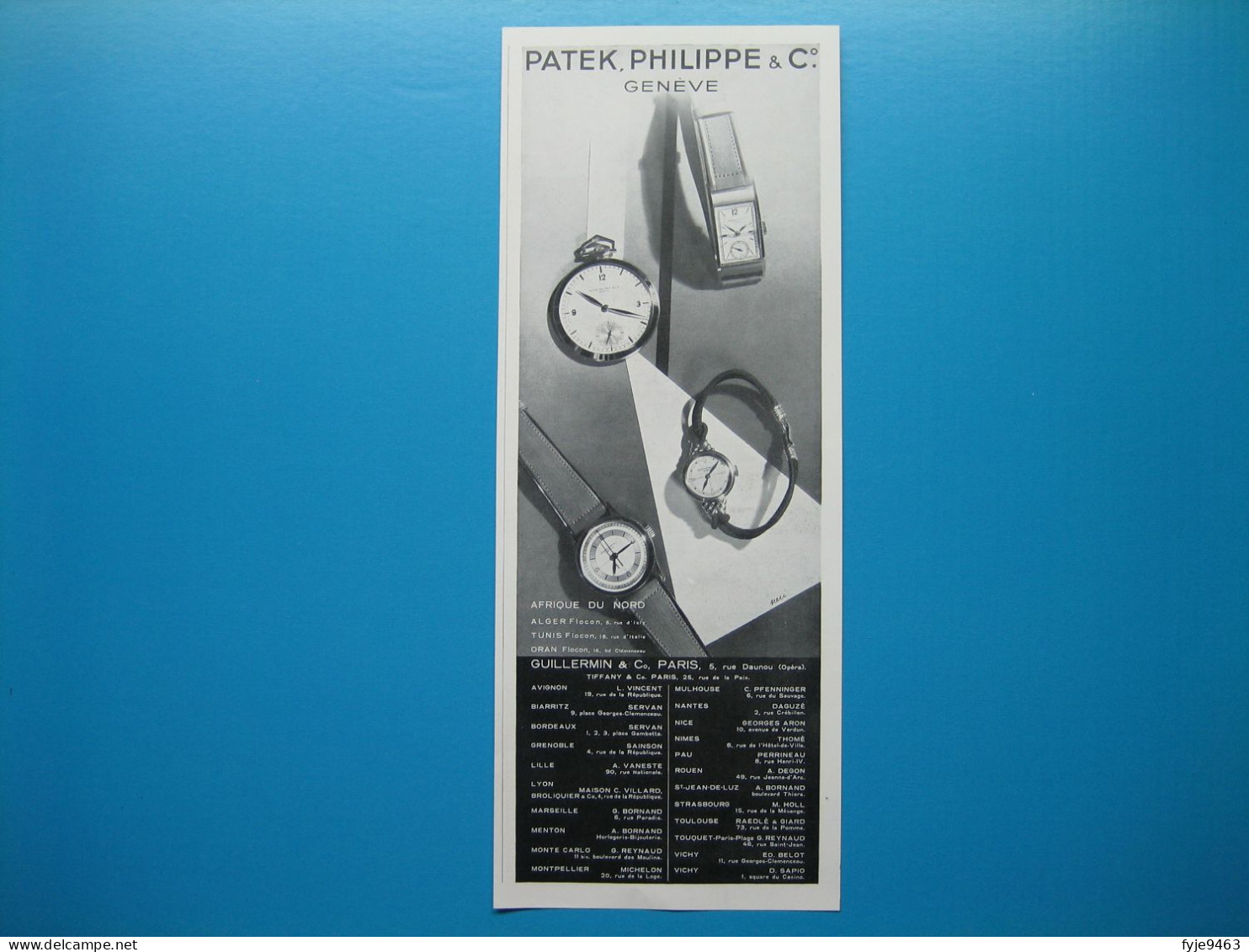 (1935) Publicité  PATEK,  PHILIPPE & Cie  -  Genève - Publicidad