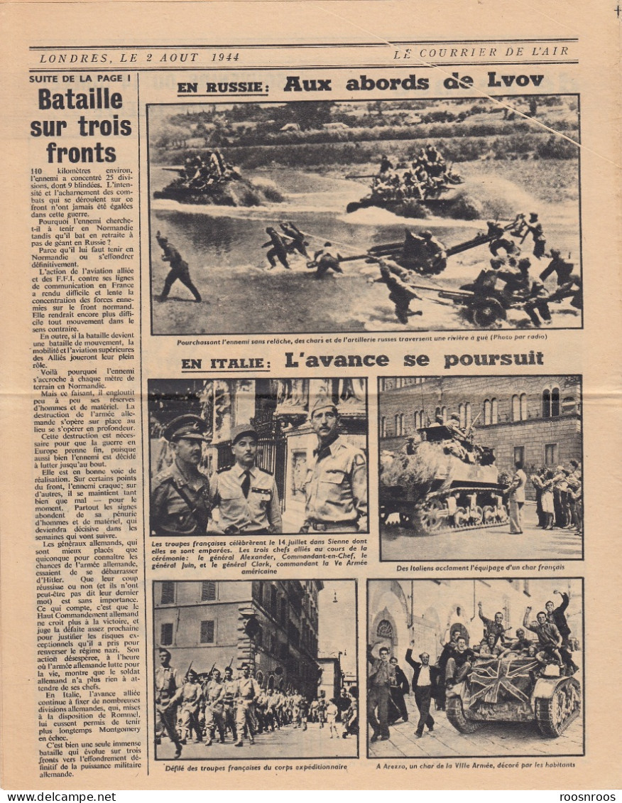 TRACT DE LONDRES - LE COURRIER DE L'AIR - AOUT 1944 -  JETE PAR AVION DURANT LA BATAILLE DE NORMANDIE - WW2 - 1939-45