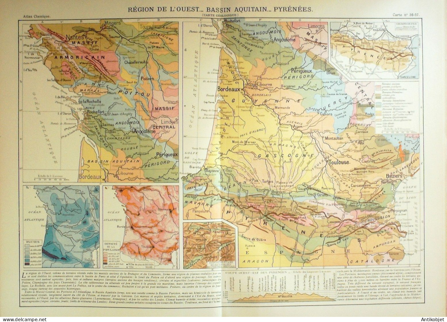 Atlas 343 cartes géographiques Srader Gallouedec (Hachette) 1931