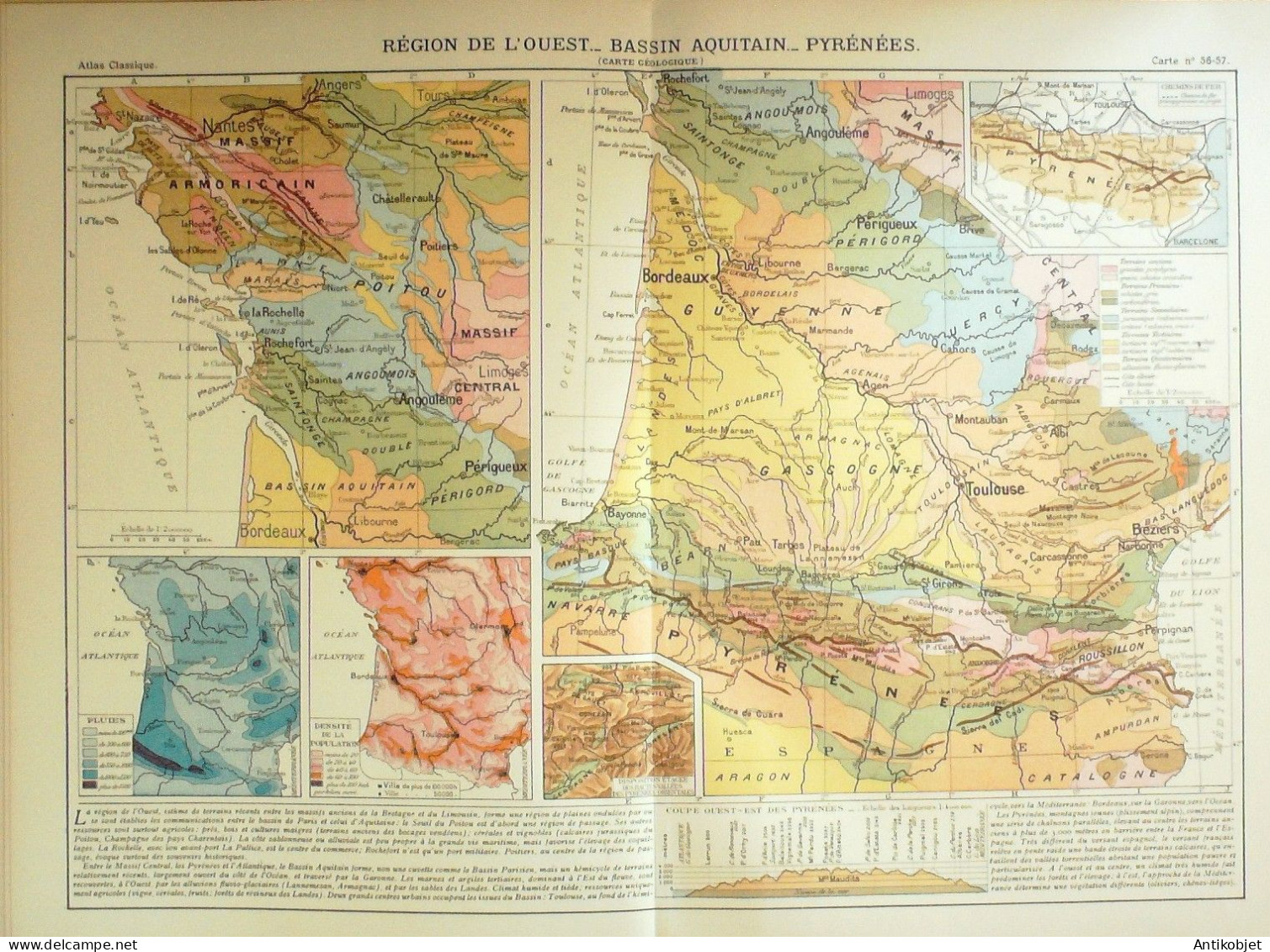 Atlas 343 cartes géographiques Srader Gallouedec (Hachette) 1931