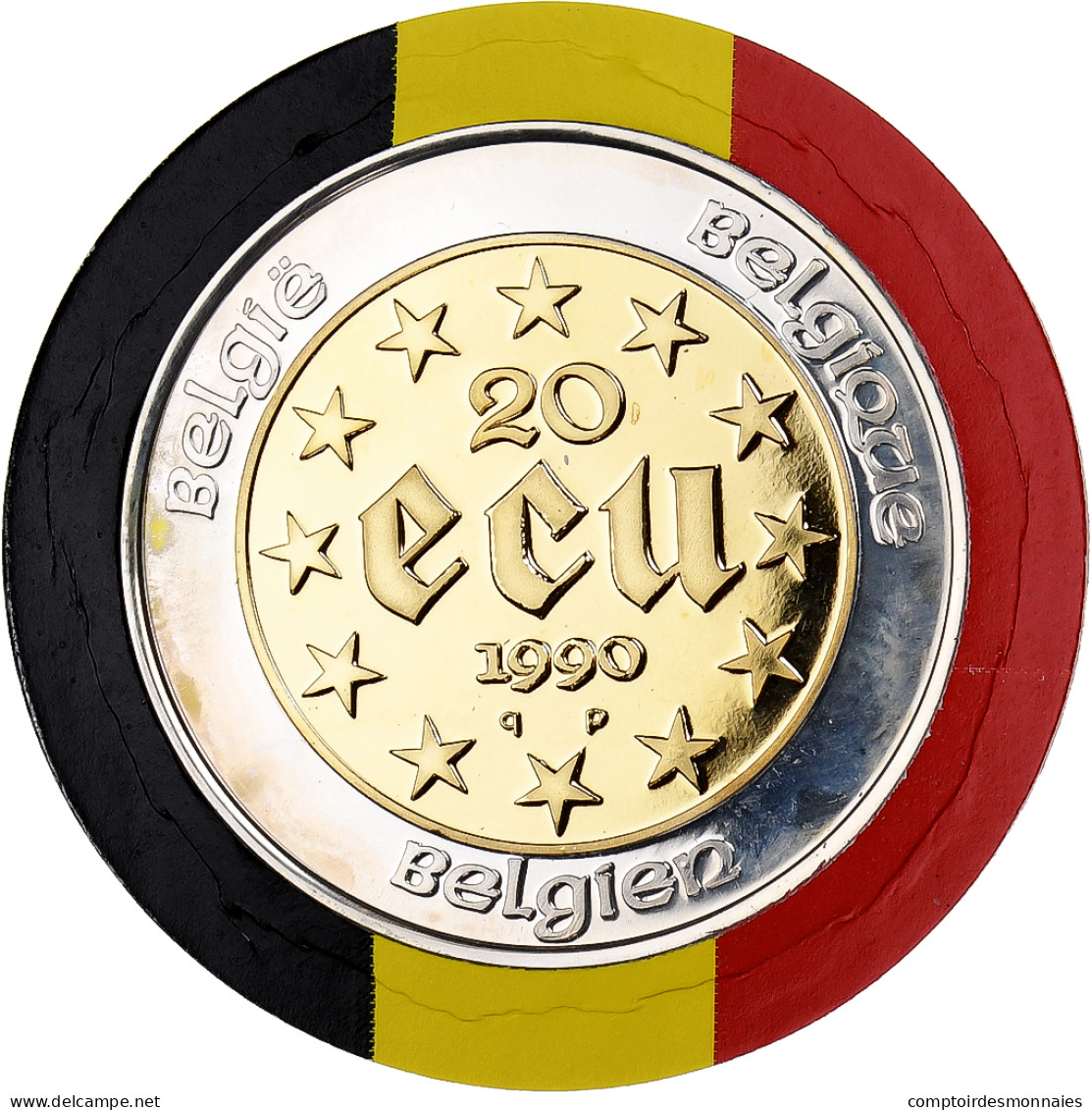 Belgique, 20 ECU, 1990, Bruxelles, Gold And Silver, SPL - Ecus