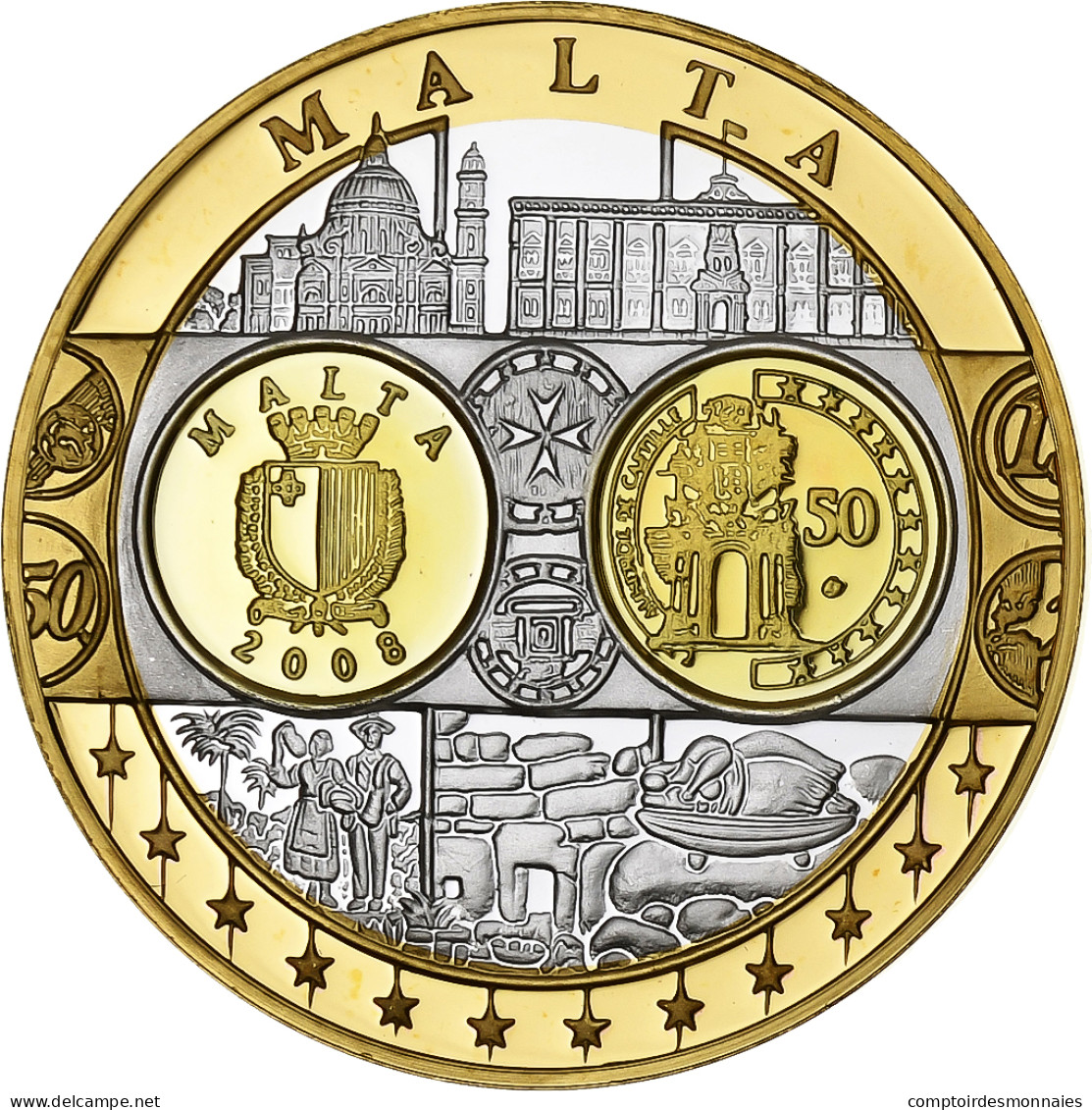 Malte, Médaille, L'Europe, Malte, Cuivre Plaqué Argent, FDC, FDC - Autres & Non Classés