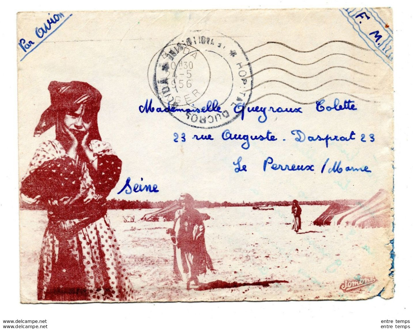 Enveloppe Ilustrée Jomone Blida Hopital Militaire Ducros - Verzamelingen