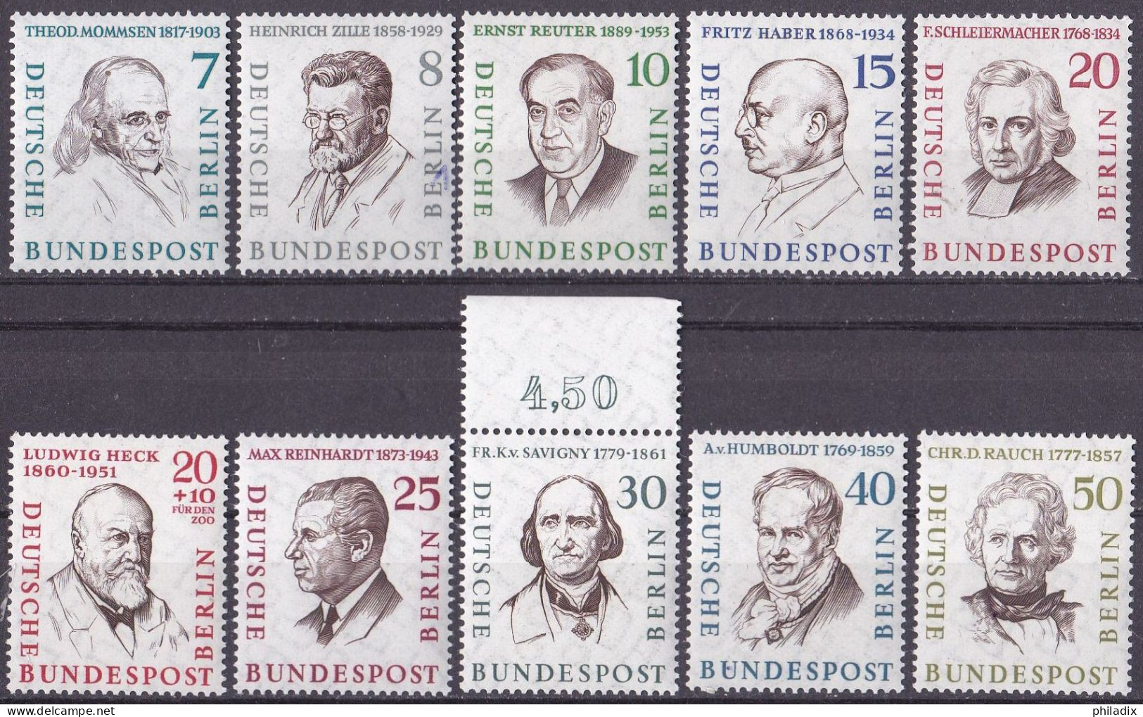 (163-172) Berlin 1957 Männer Aus Der Geschichte Berlins (II) **/MNH (A5-7) - Nuovi