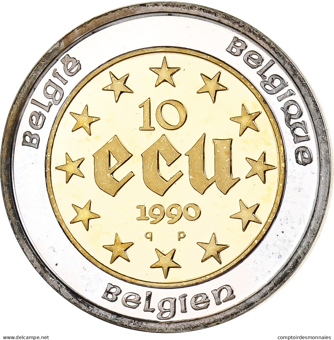Belgique, 10 Ecu, 1990, Bruxelles, Gold And Silver, SPL, KM:181 - Ecus