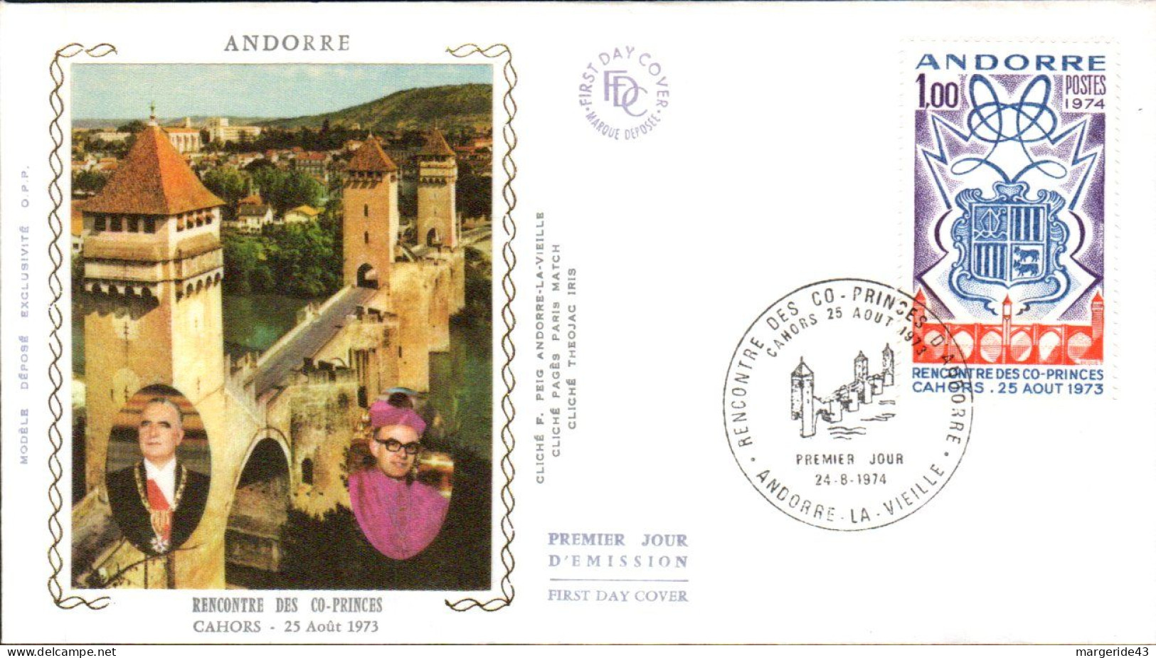 ANDORRE  LOT 38  FDC DIFFERENTS