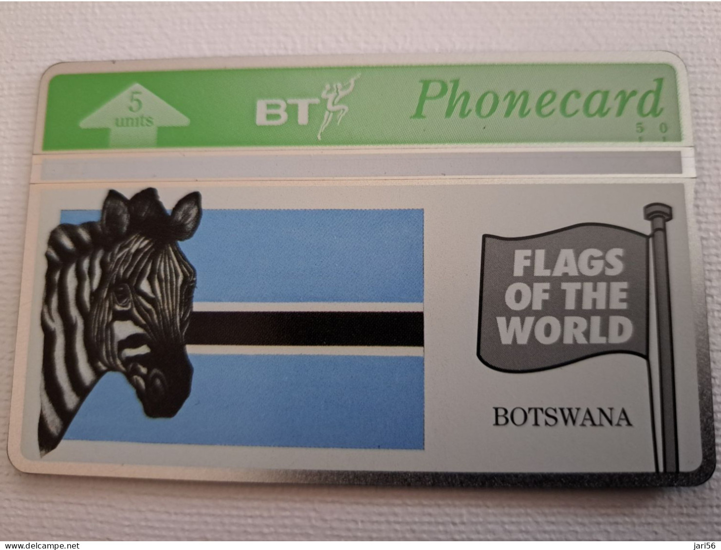 GREAT BRETAGNE/ L & G  5 UNITS / FLAGS OF THE WORLD /  BOTSWANA/ ZEBRA  / 407A  /  MINT CARD **16575** - BT Overseas Issues