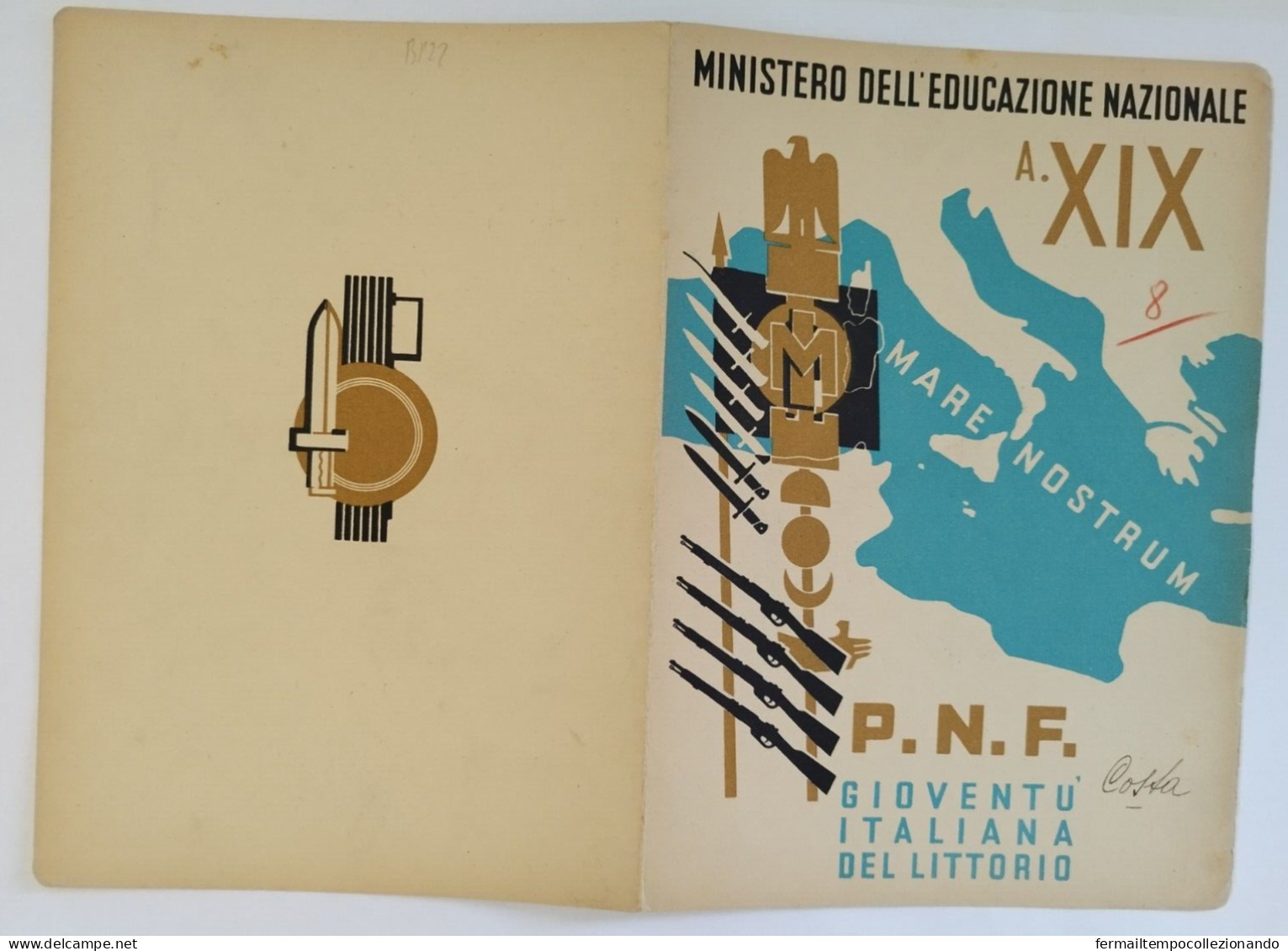 Bp22 Pagella Fascista Opera Balilla Ministero Educazione Nazionale Roma 1941 - Diplômes & Bulletins Scolaires