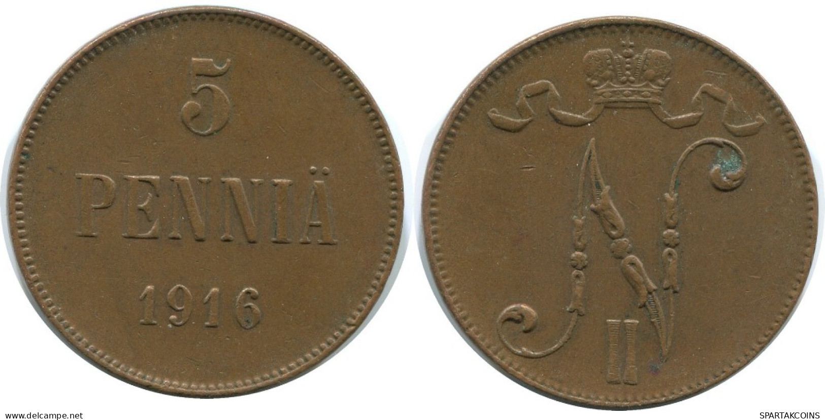 5 PENNIA 1916 FINLAND Coin RUSSIA EMPIRE #AB194.5.U.A - Finlandia