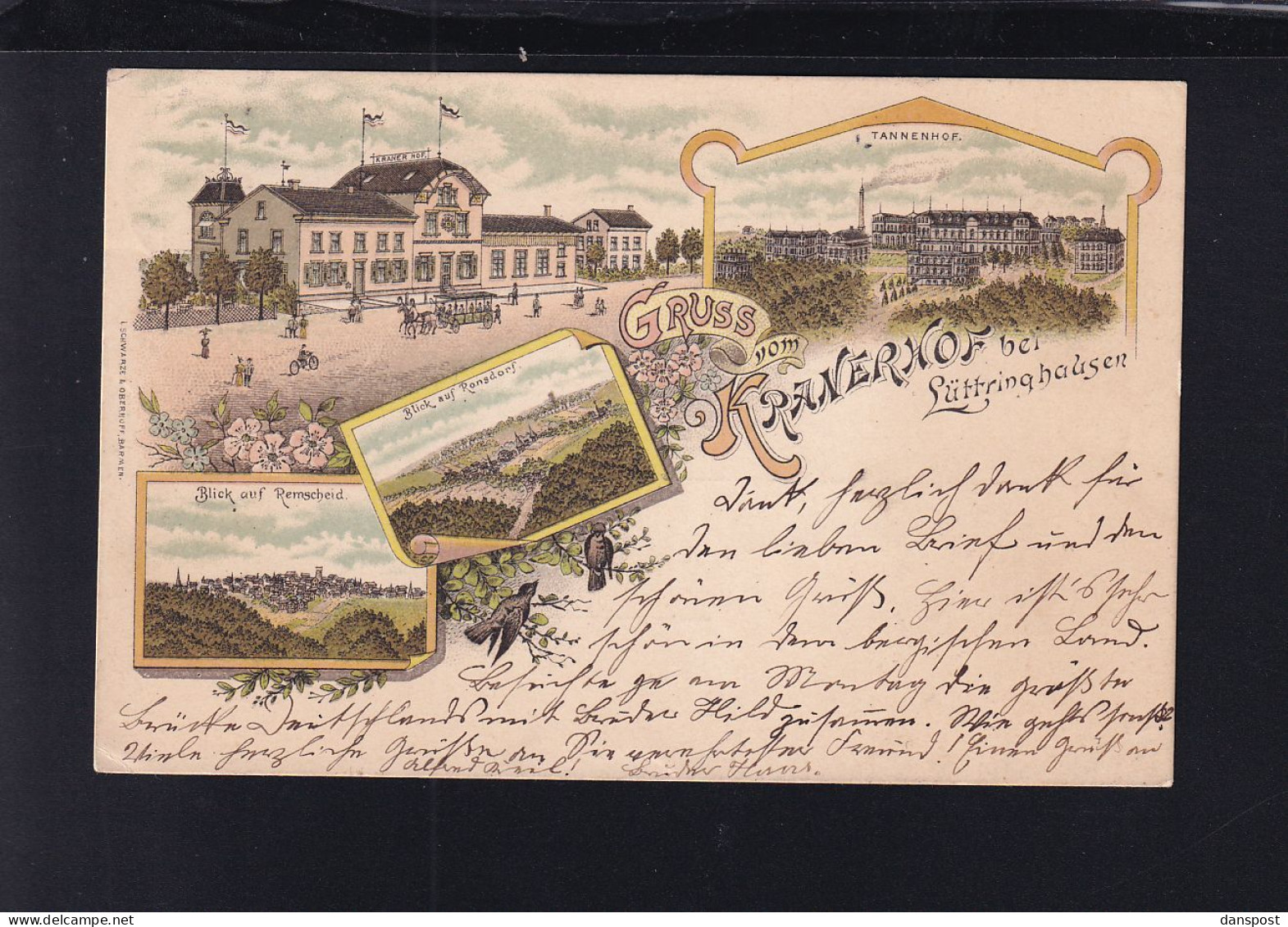 Dt. Reich Litho Kranerhof Bei Lüttringhausen Remscheid 1897 - Remscheid