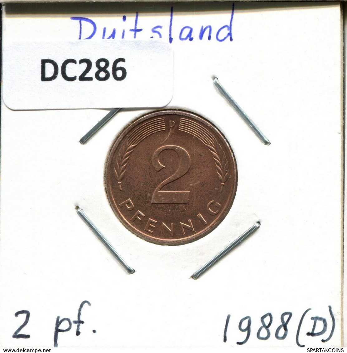 2 PFENNIG 1988 D WEST & UNIFIED GERMANY Coin #DC286.U.A - 2 Pfennig