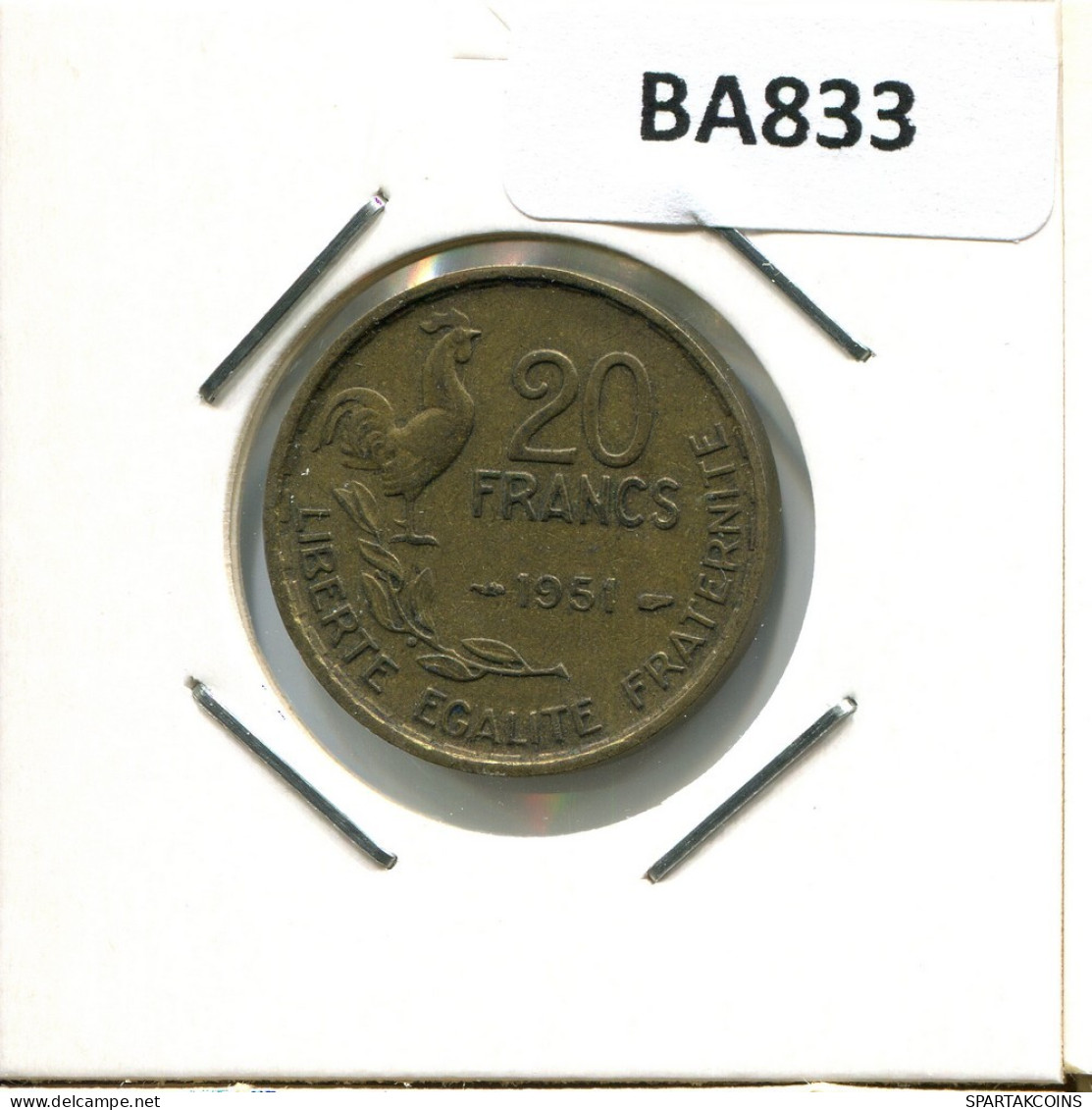 20 FRANCS 1951 FRANKREICH FRANCE Französisch Münze #BA833.D.A - 20 Francs