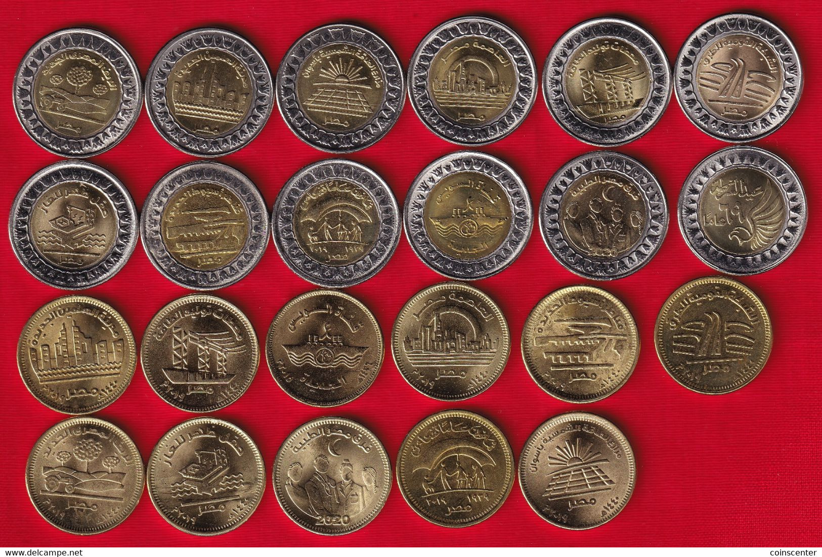 Egypt Set Of 23 Coins: 50 Piastres - 1 Pound 2015-2021 UNC - Egypte