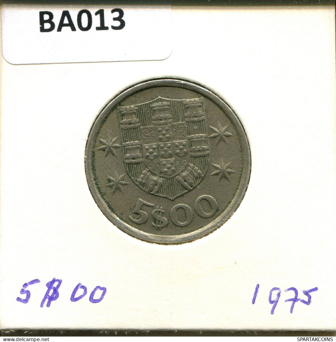 5 $ 00 ESCUDOS 1975 PORTUGAL Moneda #BA013.E.A - Portogallo