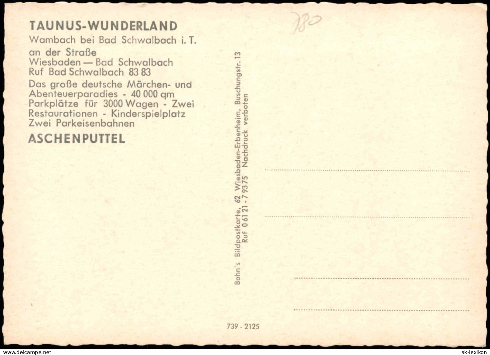 Wambach-Schlangenbad Aschenputtel Im TAUNUS-WUNDERLAND   Bad Schwalbach  1970 - Schlangenbad