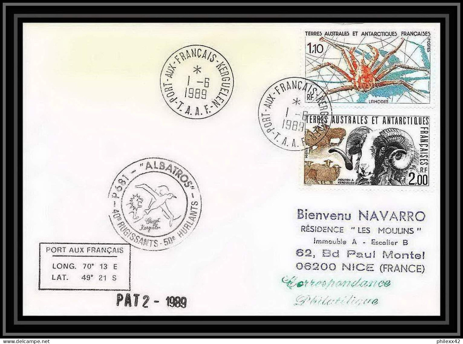 1633 Albatros Patrouile 1 1/6/1989 TAAF Antarctic Terres Australes Lettre (cover) - Antarctische Expedities