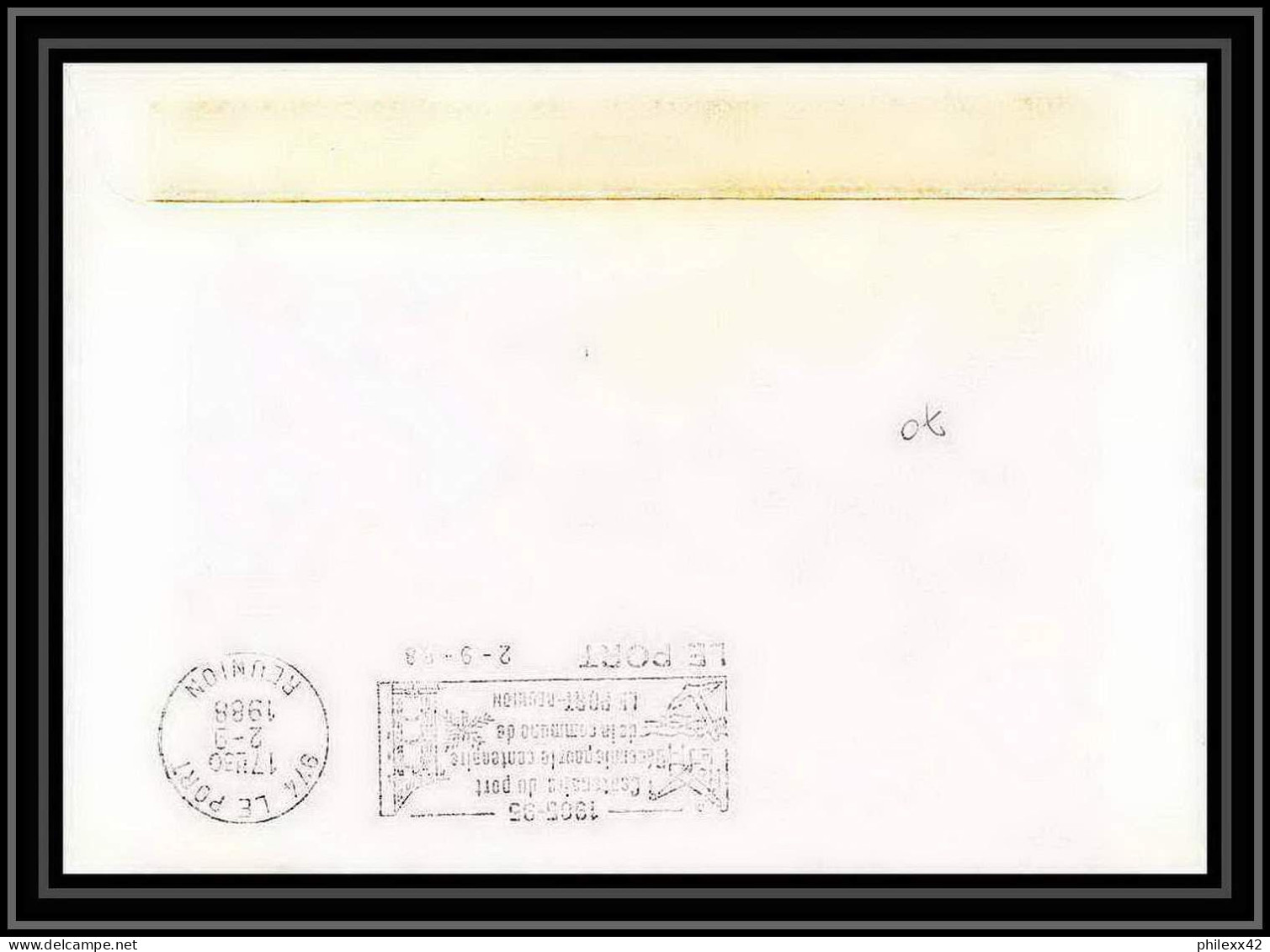 1568 TAAF Terres Australes Lettre (cover) Md 59 Fournaise La Reunion Signé Signed Marion Dufresne 2/9/1988 Obl Paquebot  - Antarktis-Expeditionen