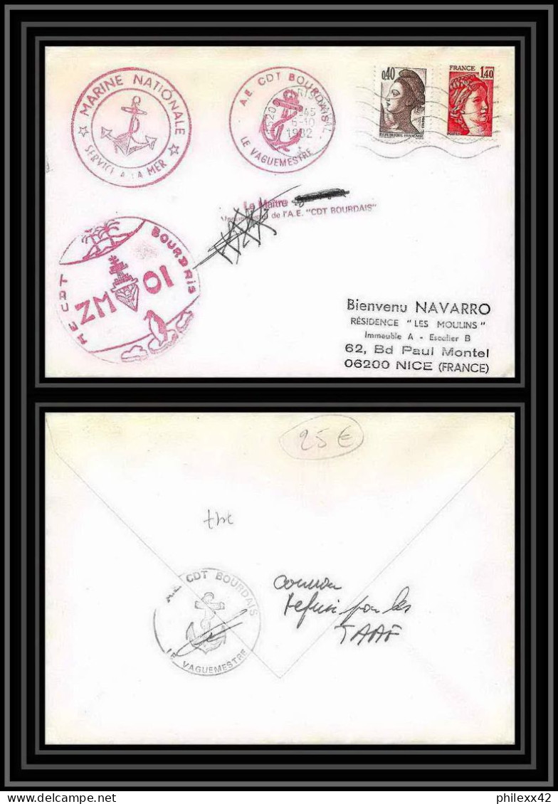 1358 Zm 01 Signé Signed Bourdais 6/10/1982 TAAF Antarctic Terres Australes Lettre (cover) - Antarctic Expeditions