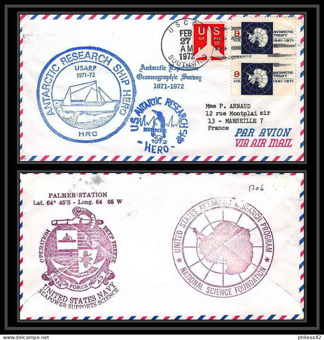 1206 Usa Enveloppe Lettre Cover Ship Hero 1972 Antarctic - Spedizioni Antartiche