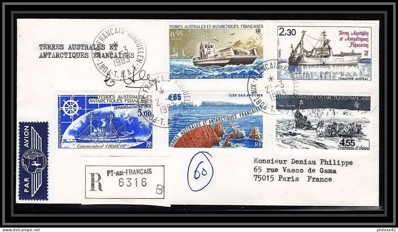 1185 Lot 4 Lettres Cad Différents Taaf Terres Australes Antarctic Covers Bateau (bateaux Ship) Signé Signe Recommandé - Covers & Documents