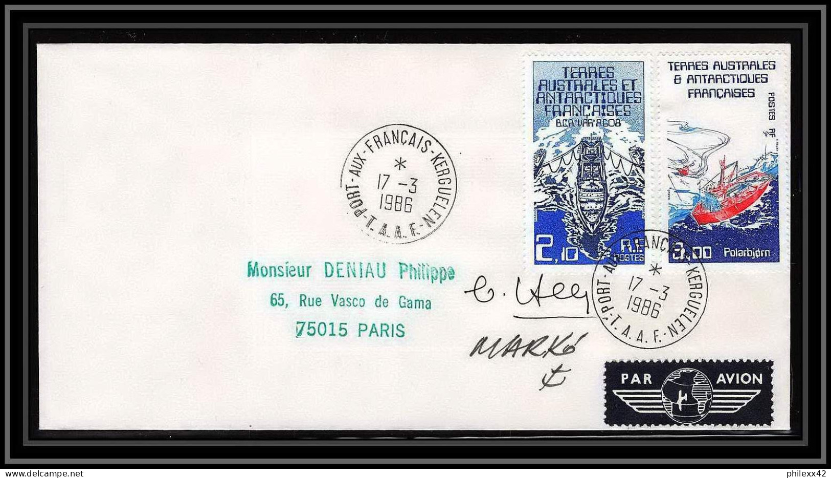 1177 Lot 4 Lettres Cad Différents Taaf Terres Australes Antarctic Covers Bateau (bateaux Ship) Signé Signe Recommandé - Briefe U. Dokumente