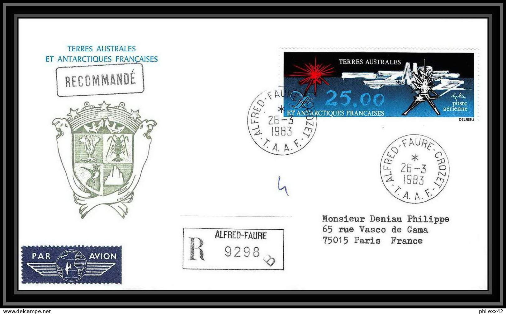 1184 Lot De 4 Lettres Avec Cad Différents Taaf Terres Australes Antarctic Covers N° 78 1983 Recommandé - Storia Postale