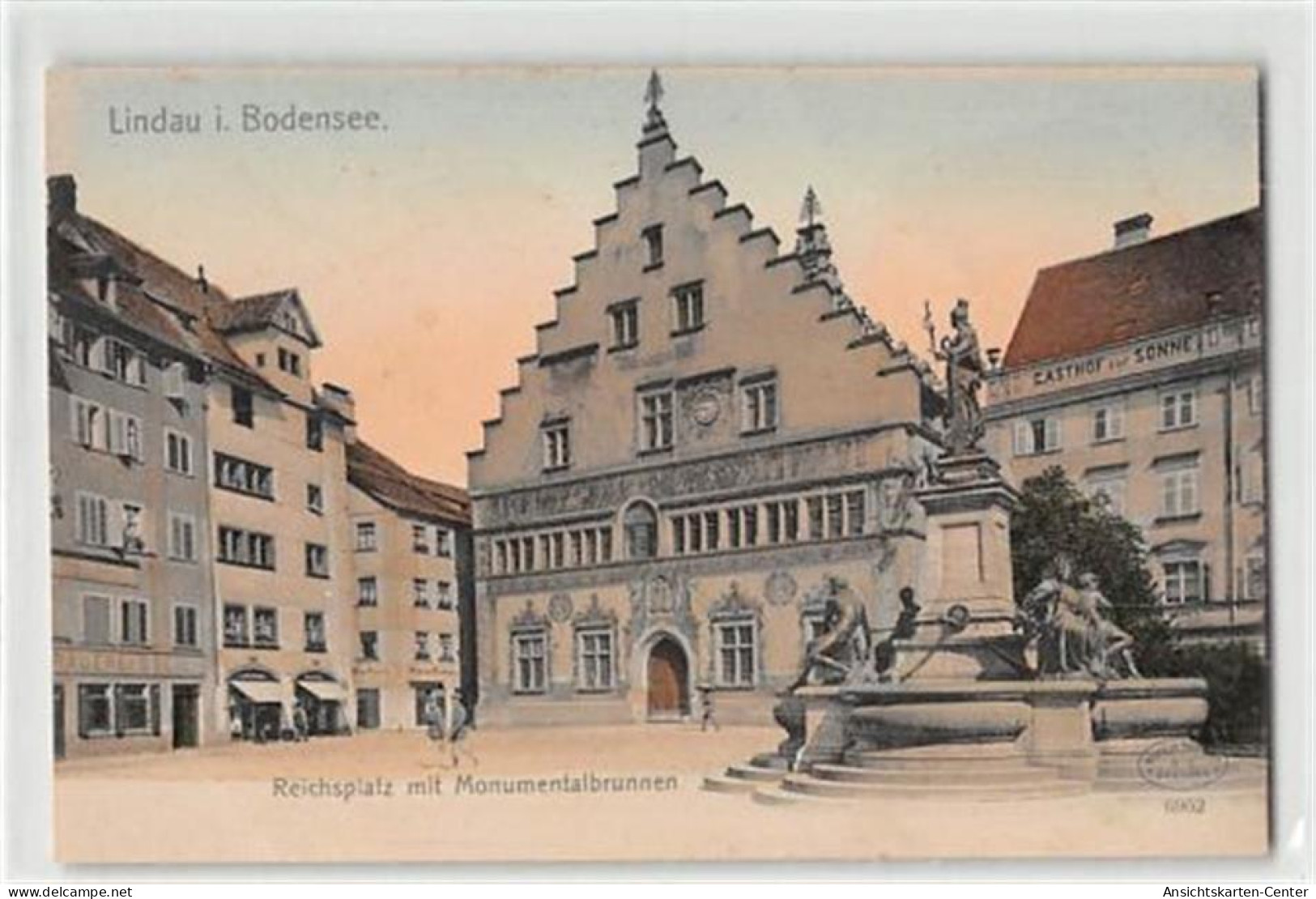 39119303 - Lindau. Reichsplatz Monumentalbrunnen Ungelaufen  Um 1900 Ecken Mit Albumabdruecken, Leicht Buegig, Sonst Gu - Lindau A. Bodensee