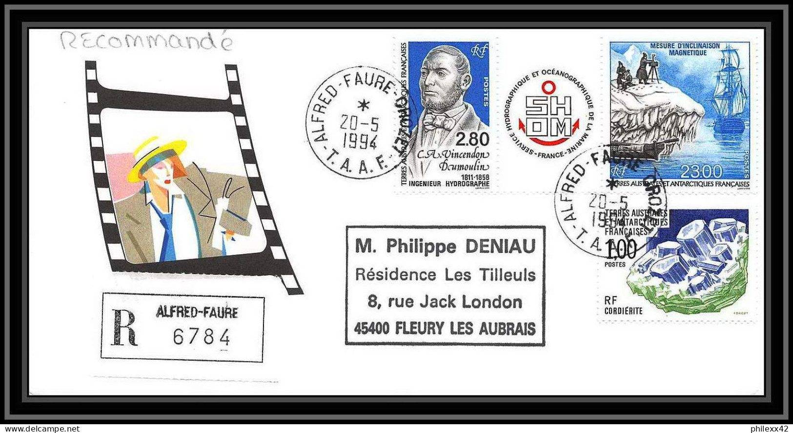 1138 Lot De 4 Lettres Avec Cad Différents Taaf Terres Australes Antarctic Covers 193A 20/05/1994 Recommandé - Lettres & Documents