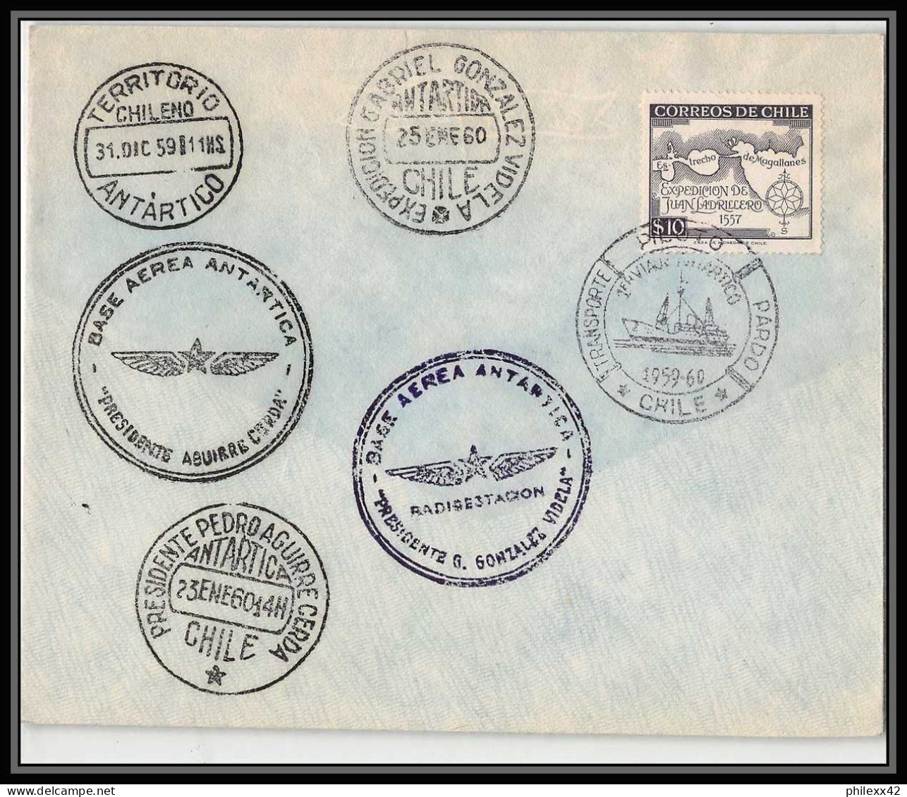 1086 Antarctic Polar Antarctica Chili (chile) 31/12/1959 RARE Base Aerienne Transporte Piloto Pardo - Forschungsstationen