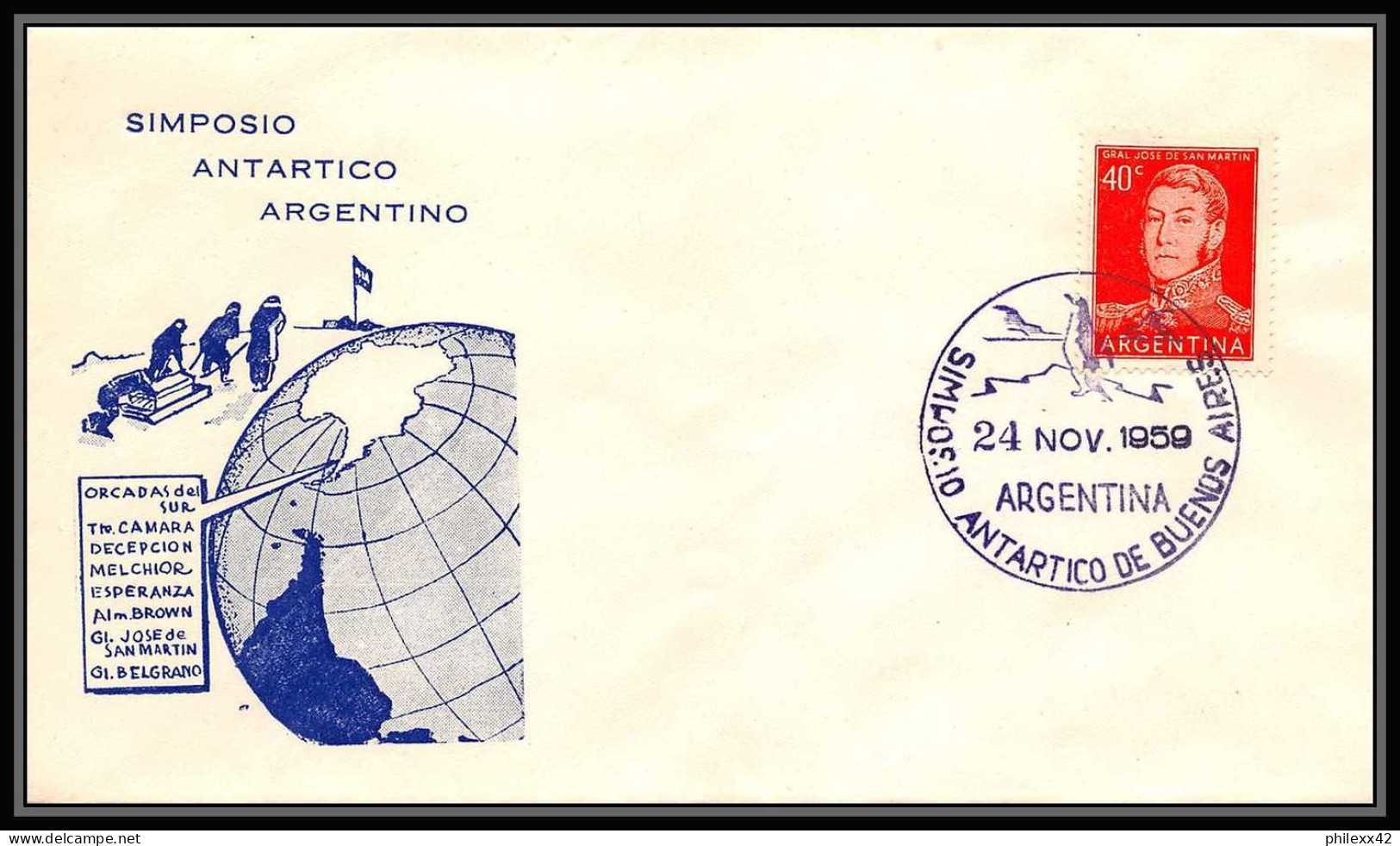 1085 Antarctic Polar Antarctica Argentine (Argentina) SIMPOSIO 24/11/1959 - Bases Antarctiques