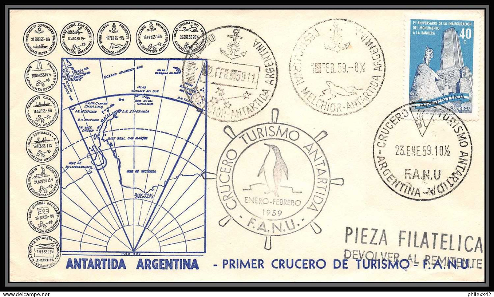 1084 Antarctic Polar Antarctica Argentine (Argentina) 1959 CRUCERO DE TURISMO  - Estaciones Científicas