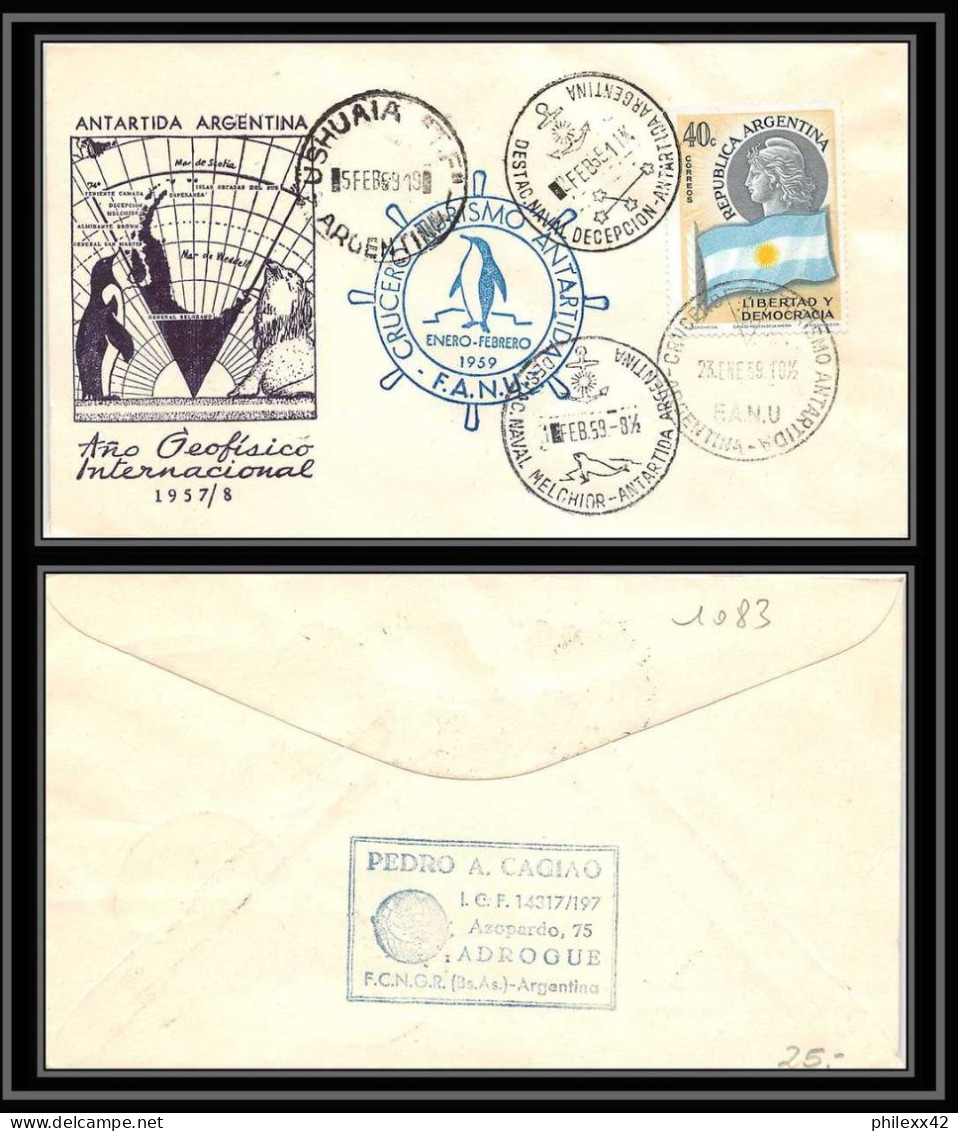 1083 Antarctic Polar Antarctica Argentine (Argentina) 15/02/1959 ANNEE GEOPHISYQUE USHUAIA CRUCERO TURISMO - Basi Scientifiche