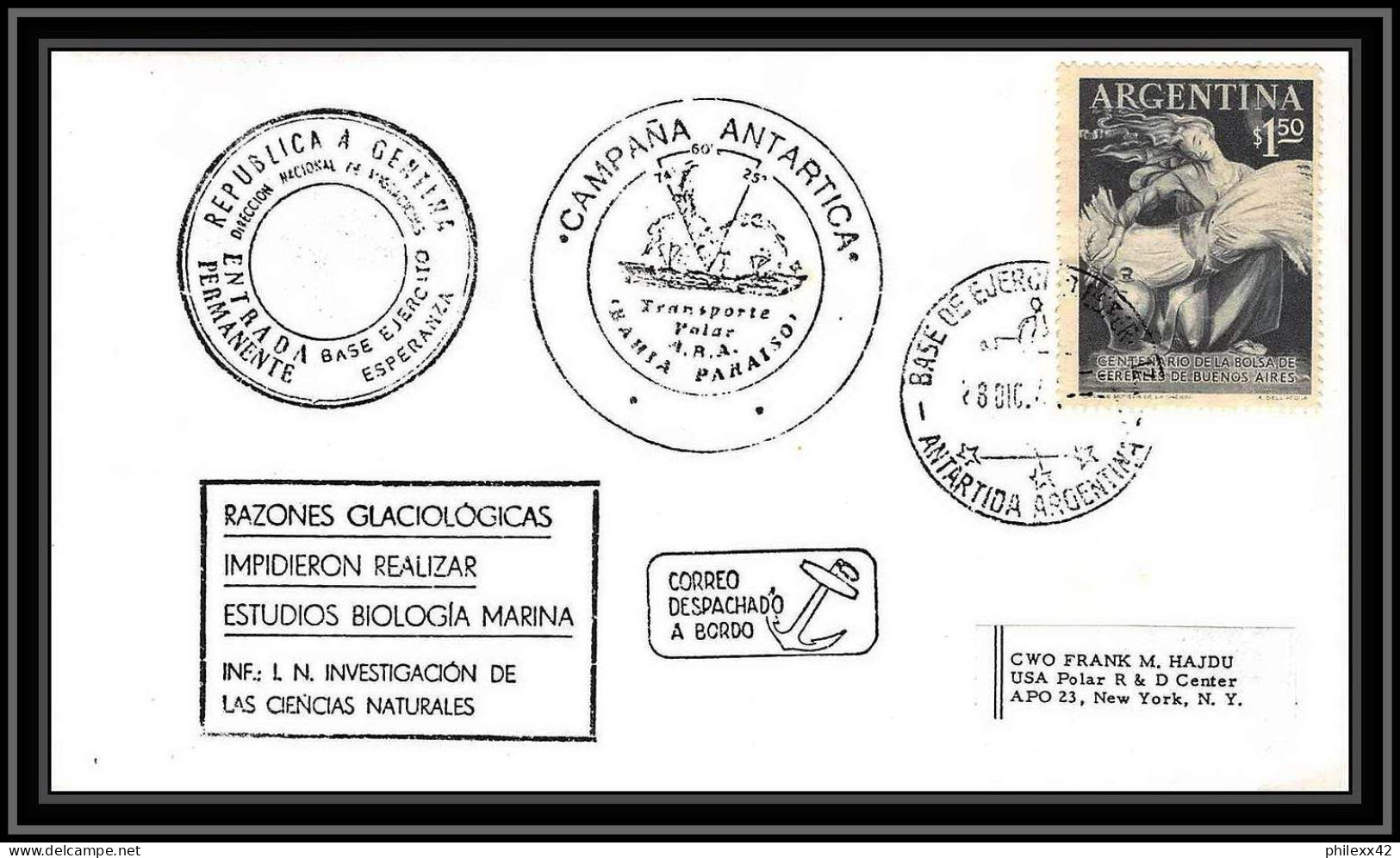 1015 Antarctic Polar Antarctica Argentine (Argentina) Lettre (cover) DATE ?  - Research Stations