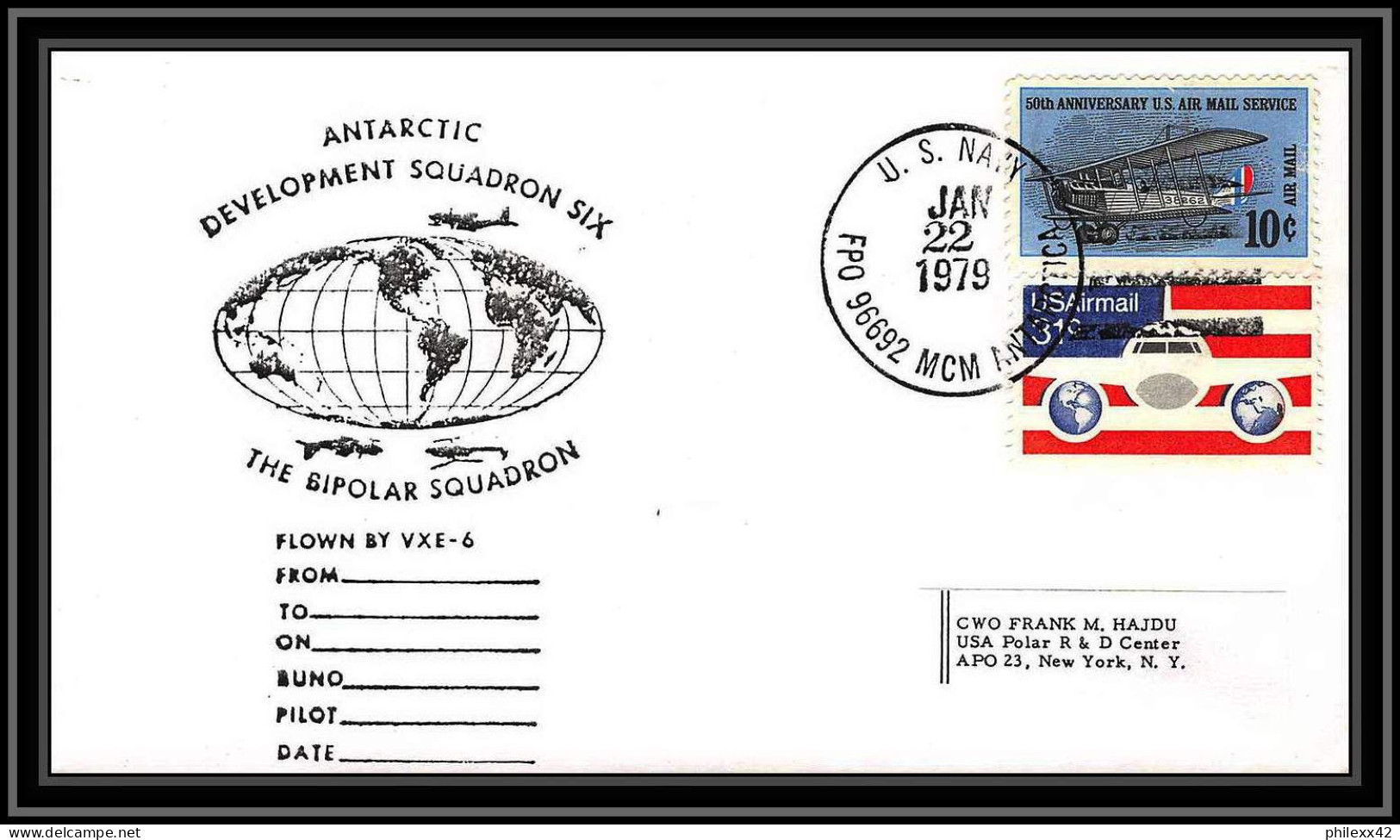 1006 Antarctic Polar Antarctica USA Lettre (cover) 22/01/1979 BIPolar SQUADRON - Onderzoeksstations