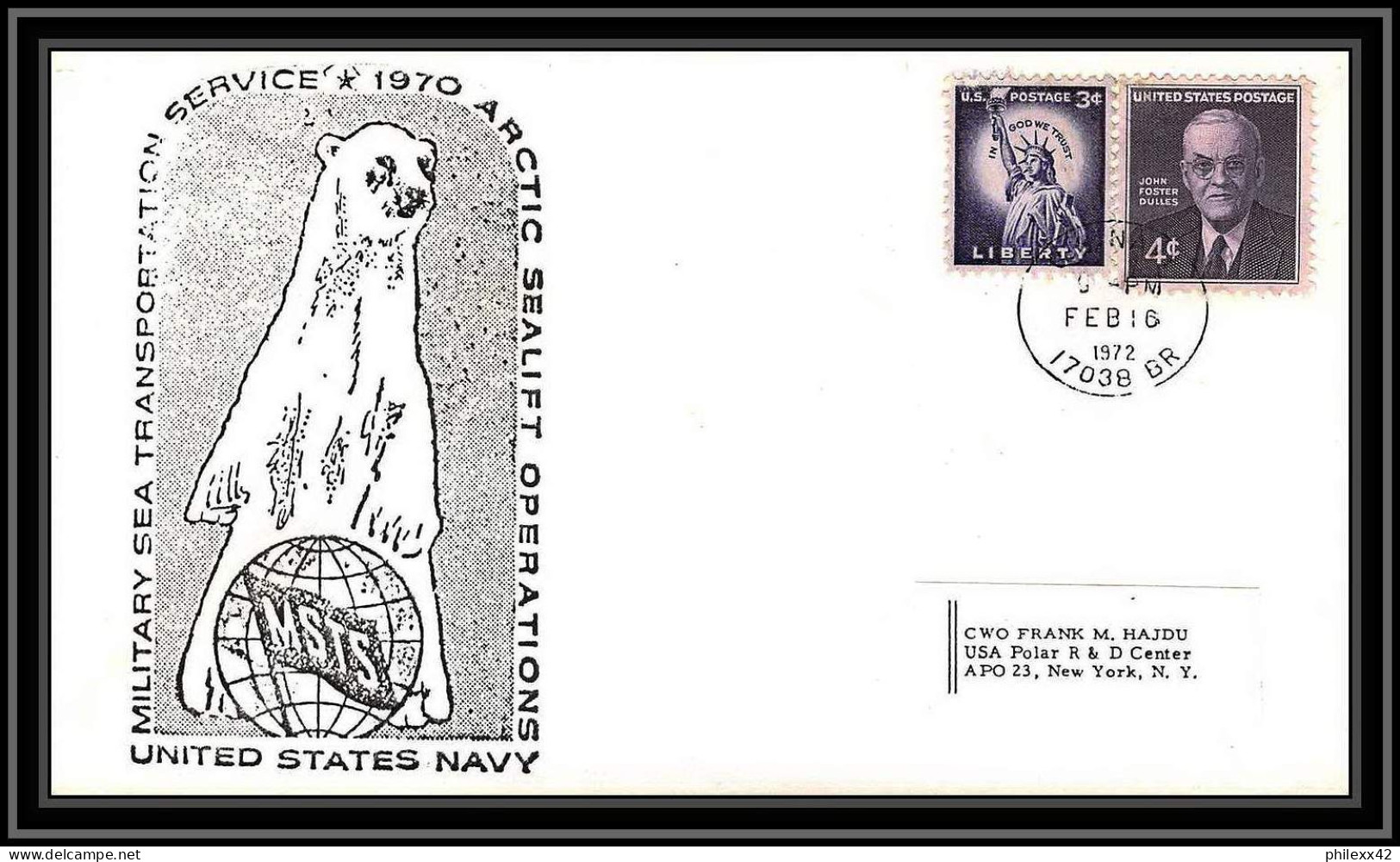 1005 Antarctic Polar Antarctica USA Lettre (cover) 02/1972 ARCTIC SEALIFT OPERATIONS OURS - Estaciones Científicas