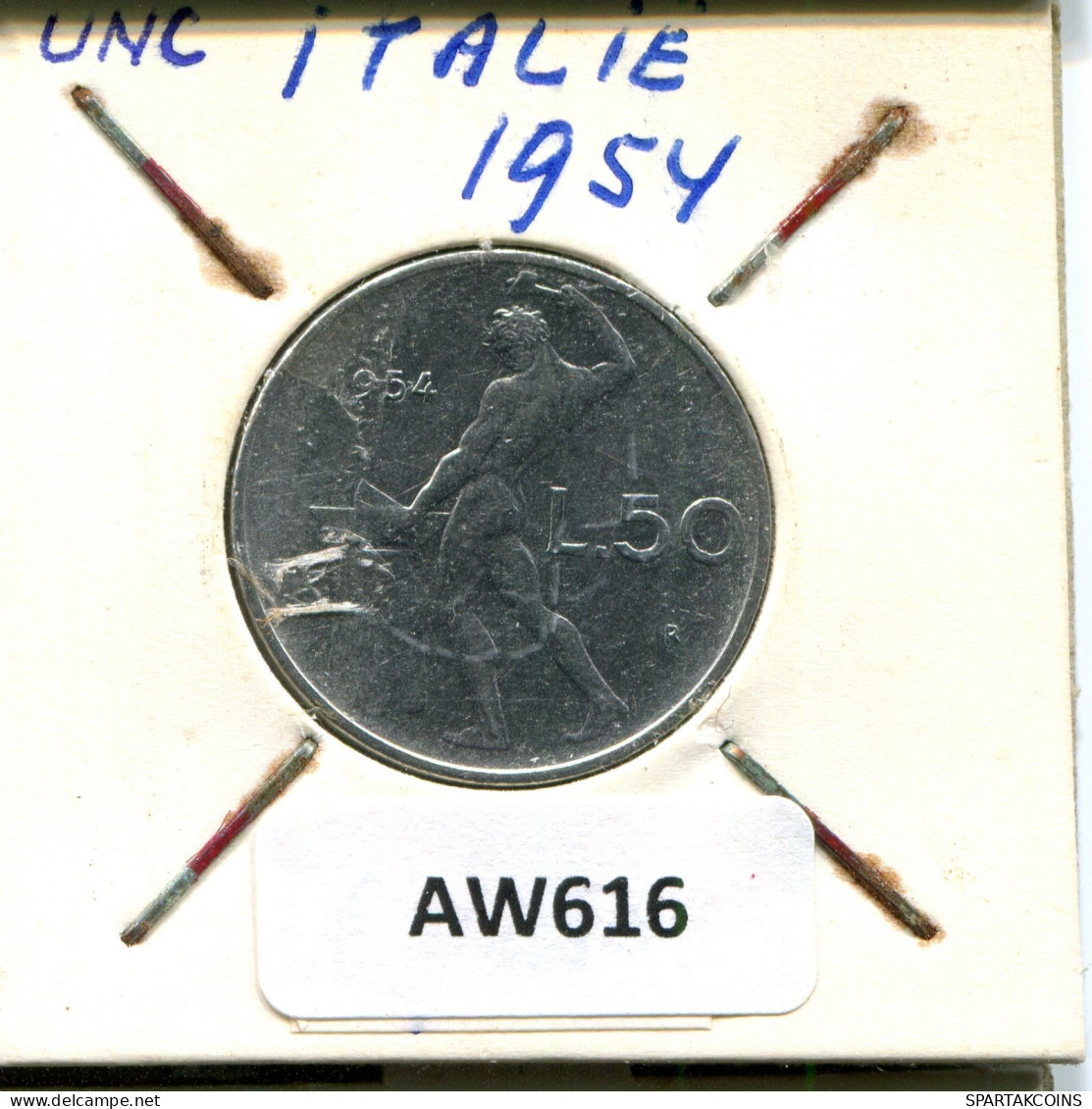 50 LIRE 1954 ITALIA ITALY Moneda #AW616.E.A - 50 Liras