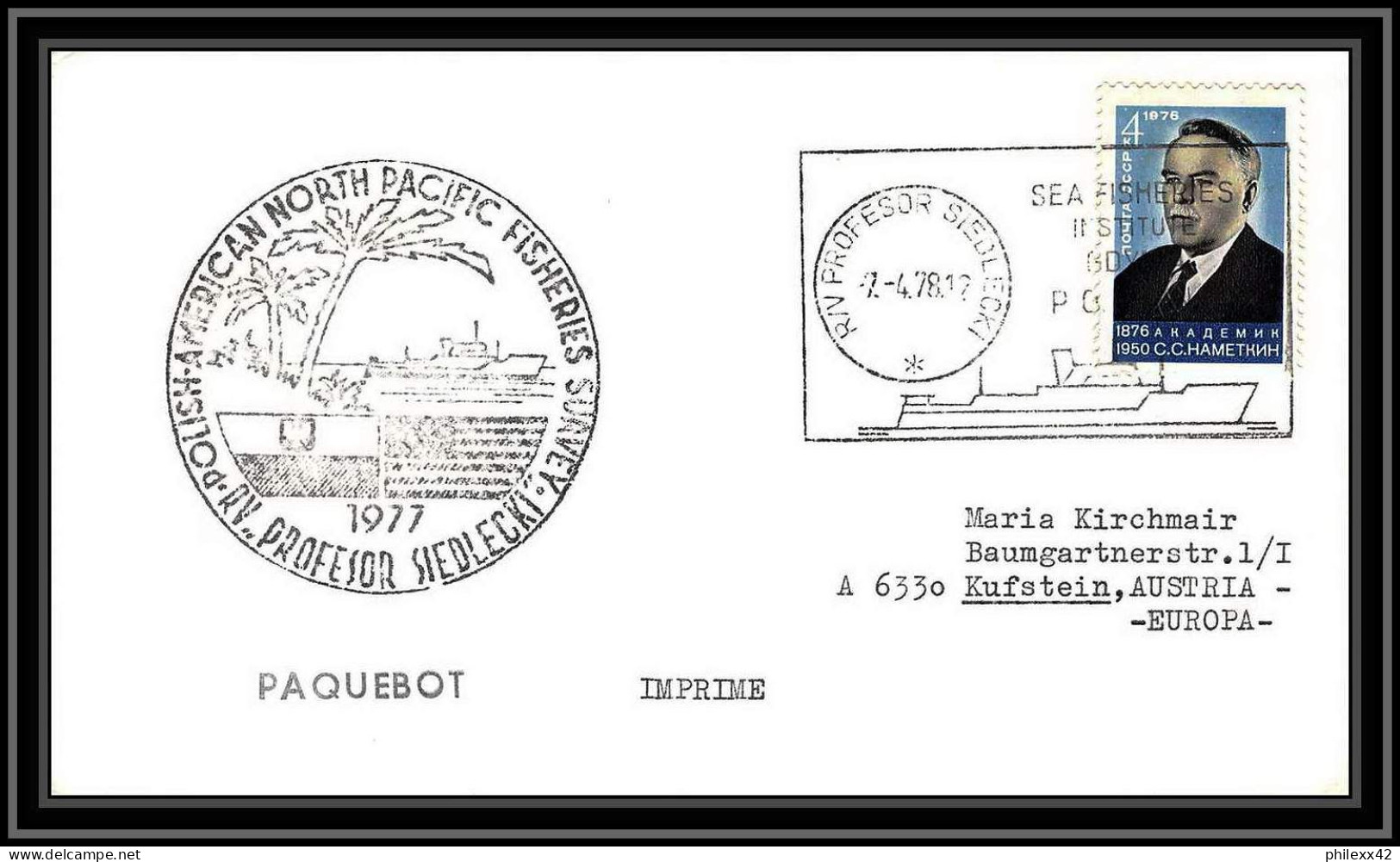 1049 Antarctic Polar Antarctica Russie (Russia Urss USSR) 3 Lettre (cover) 07/04/1978 PAQUEBOT SIEDLECKI - Basi Scientifiche