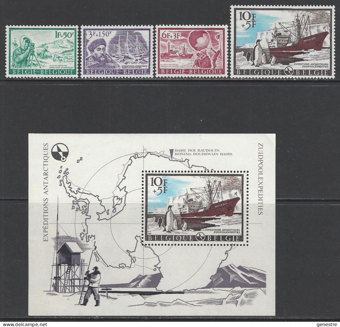 Belgique - 1966 - COB 1391 à 1394 Et BL42 ** (MNH) - Unused Stamps