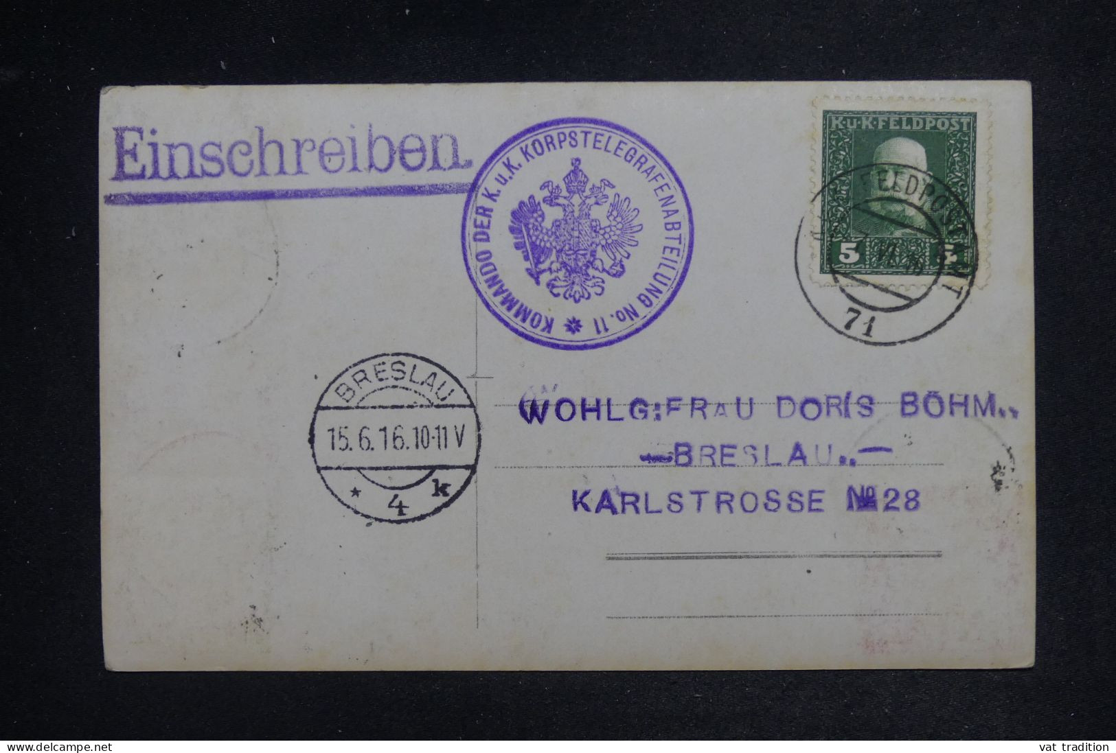AUTRICHE - Carte Postale Photo En Feldpost Pour  Breslau En 1916, Affranchissement Recto Et Verso - L 151831 - Brieven En Documenten