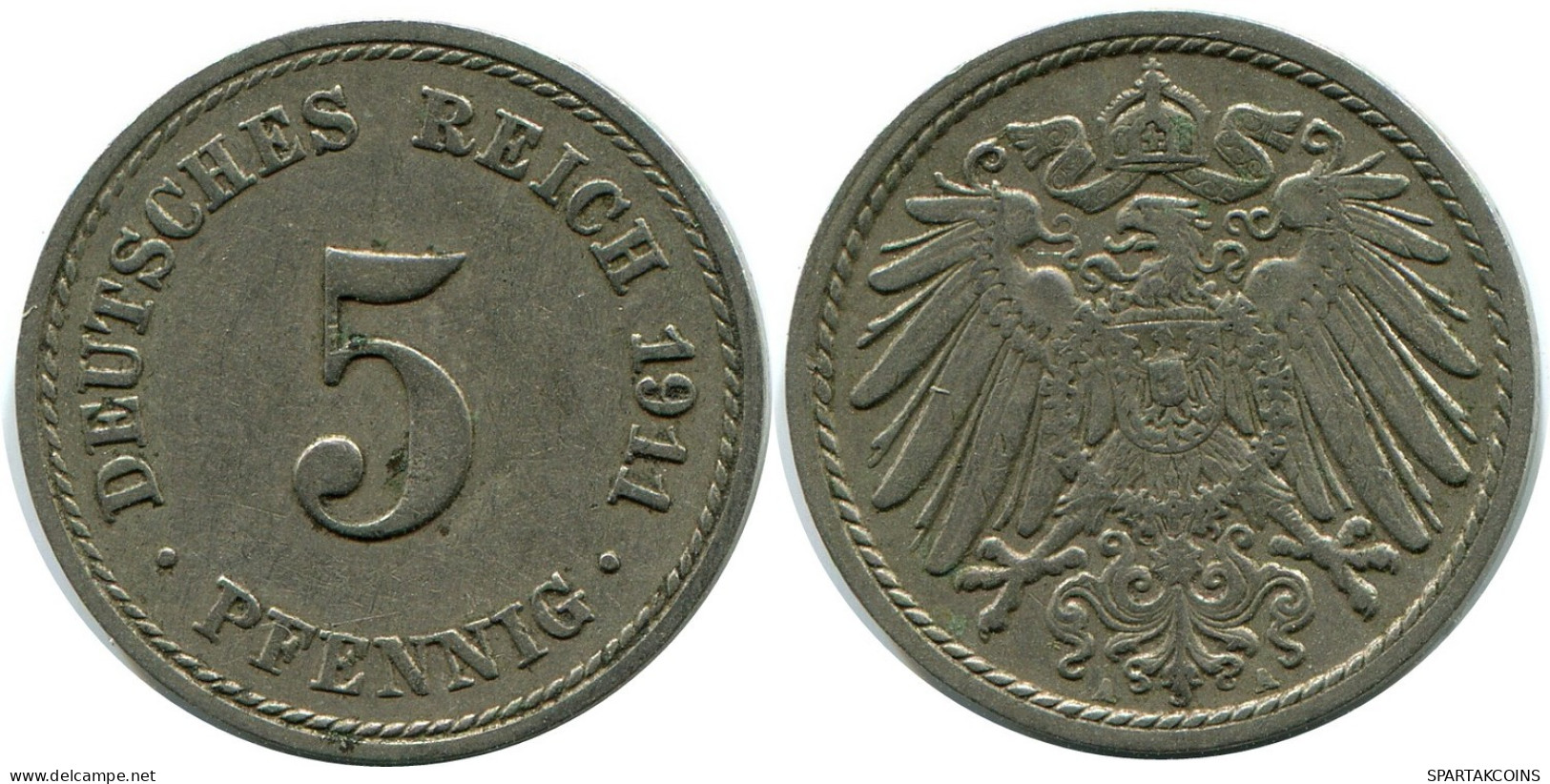 5 PFENNIG 1911 A ALLEMAGNE Pièce GERMANY #DB209.F.A - 5 Pfennig