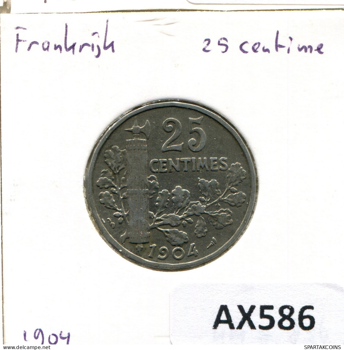 25 CENTIMES 1904 FRANCIA FRANCE Moneda #AX586.E.A - 25 Centimes