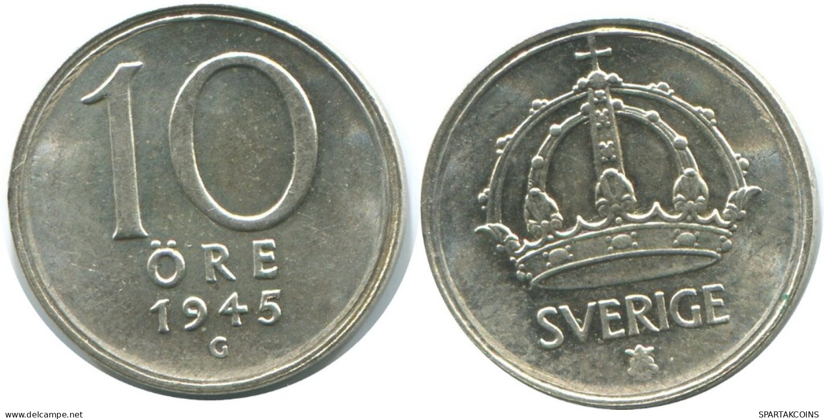 10 ORE 1945 SCHWEDEN SWEDEN SILBER Münze #AD052.2.D.A - Schweden