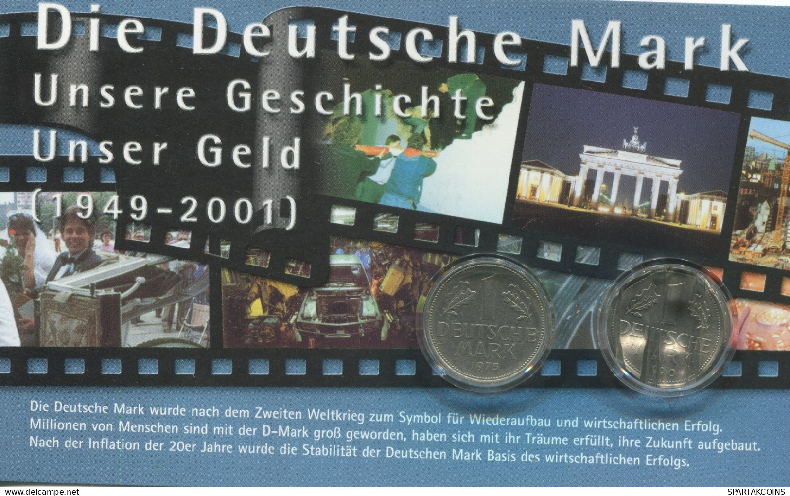 GERMANY Coin SET 1 MARK 1975. 1 MARK 1990 ERROR UNC #SET1276.13.U.A - Autres & Non Classés