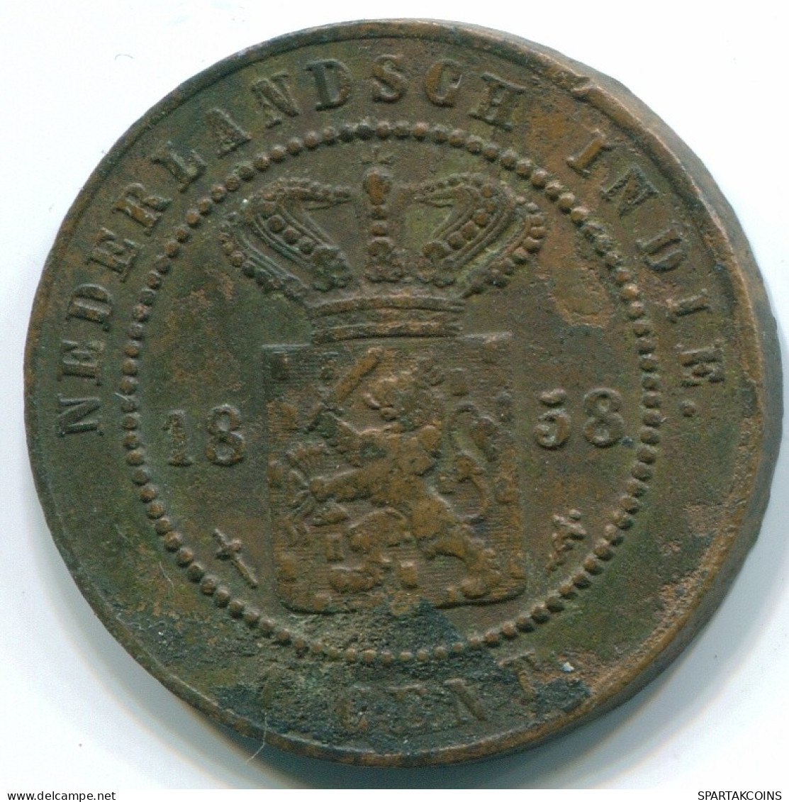 1 CENT 1858 NIEDERLANDE OSTINDIEN INDONESISCH Copper Koloniale Münze #S10007.D.A - Dutch East Indies