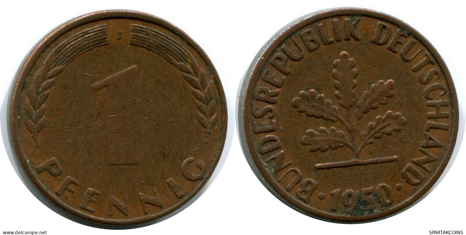 1 PFENNIG 1950 J WEST & UNIFIED GERMANY Coin #AW963.U.A - 1 Pfennig