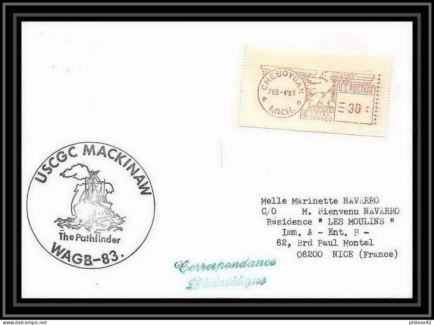 1998 Antarctic USA Lettre (cover) Uscgc Mackinaw Pathfinder Wagb-83 4/2/1983 - Stations Scientifiques & Stations Dérivantes Arctiques